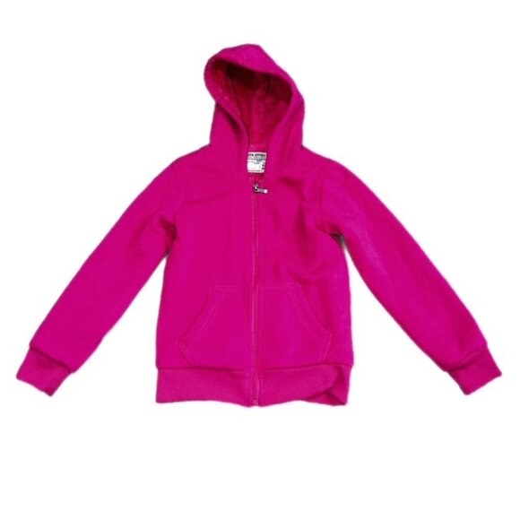 Seven Apparel Girl's Warm Fur Lined Hoodie Dark Pink Size 10/12 (M-L) - Picture 1 of 8